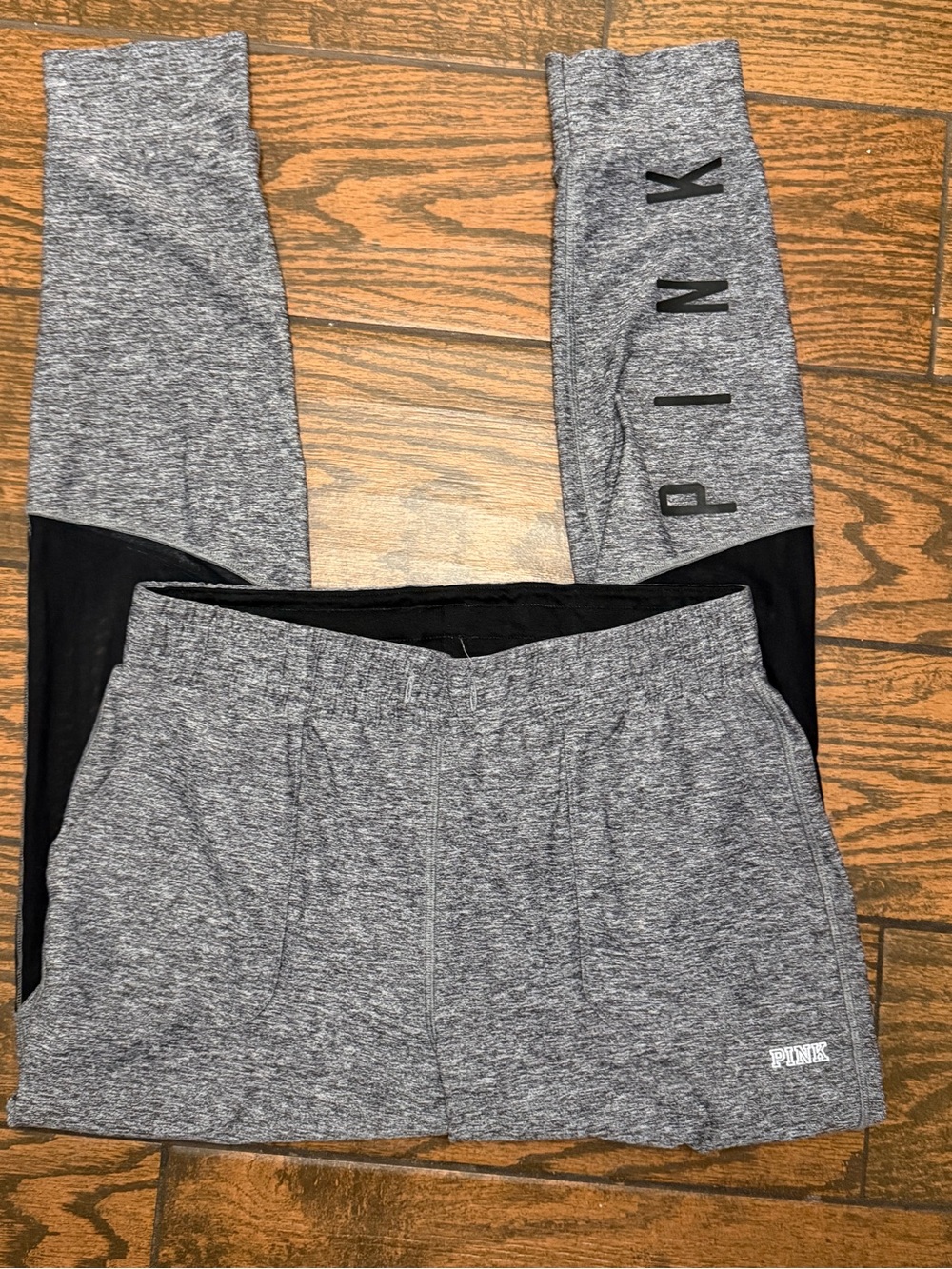 PINK Victoria's Secret Gray & Black Leggings with Skort